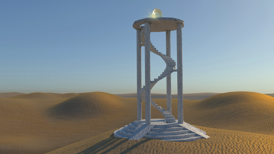 Lighthouse in desert concept