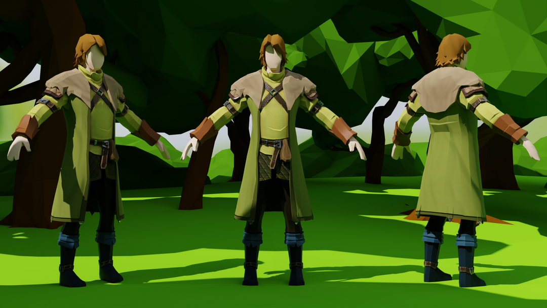 Low-poly character models for a medieval game.