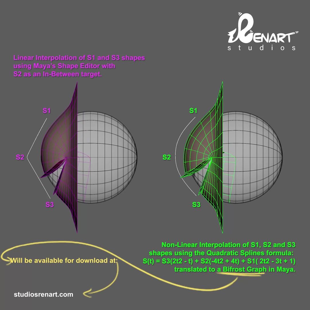 Non-Linear Blendshapes Interpolation in Maya with Bifrost