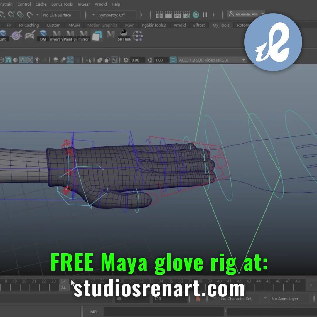 Maya Bifrost and MASH - Glove pull-off rig Demo