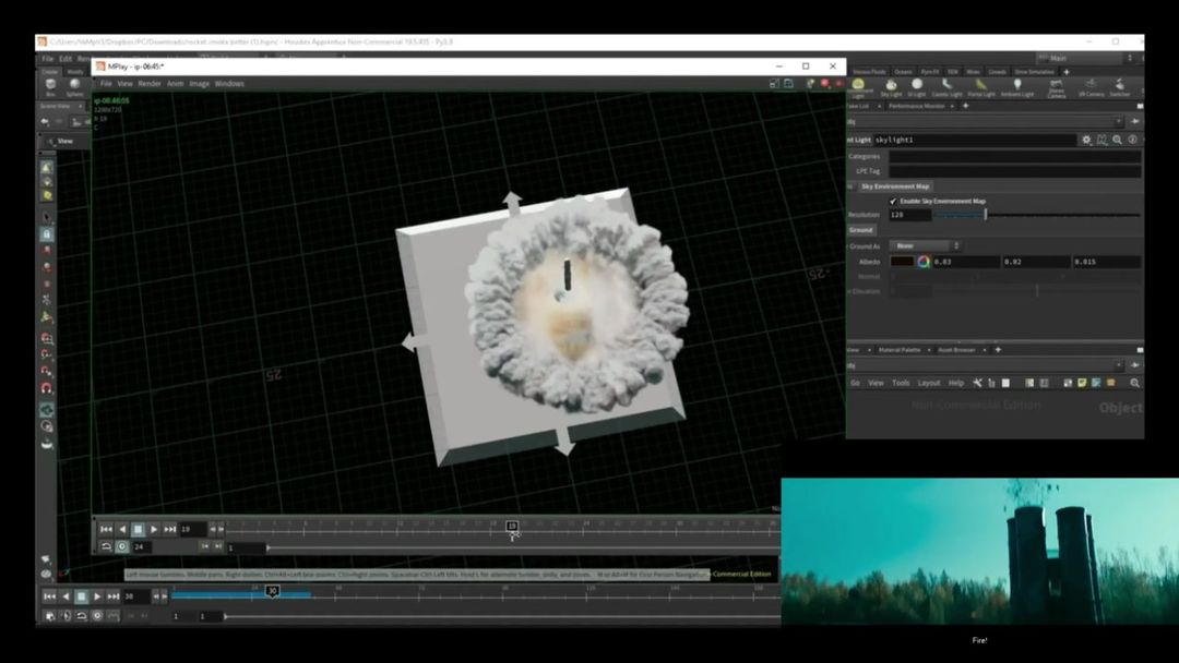 Houdini Rocket sim 4 thrusters