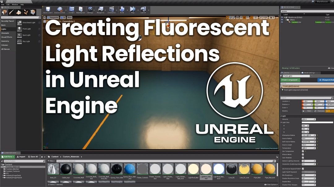 Creating Fluorescent Light Reflections in Unreal Engine