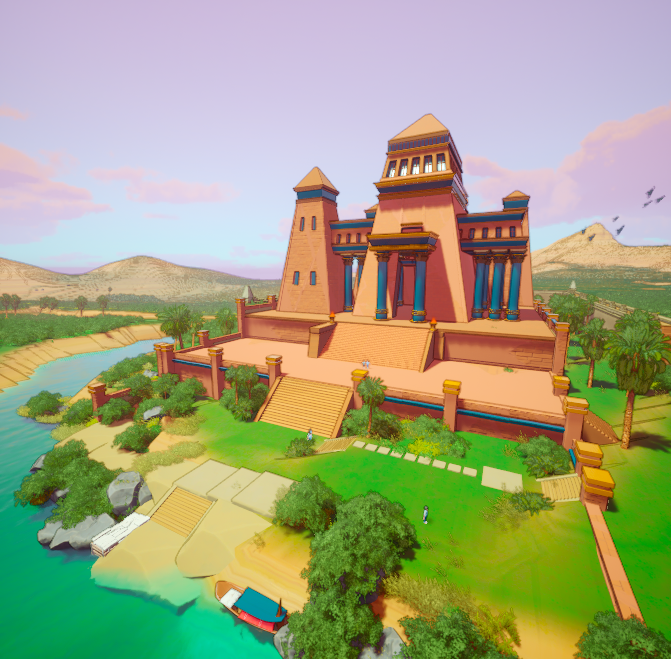 3D stylized ancient Egyptian Island on the Nile