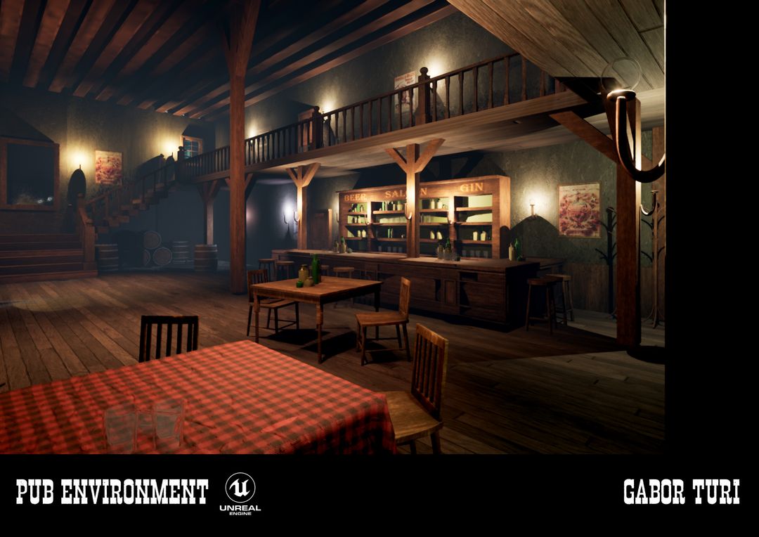 3D Western Pub Game Environment
