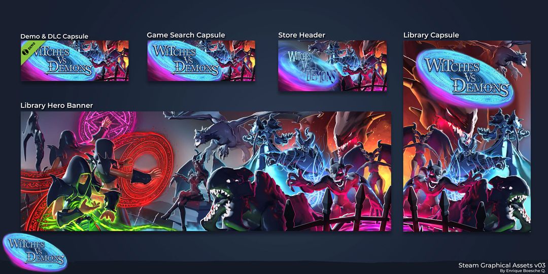 Witches Vs Demons - Steam Page Art