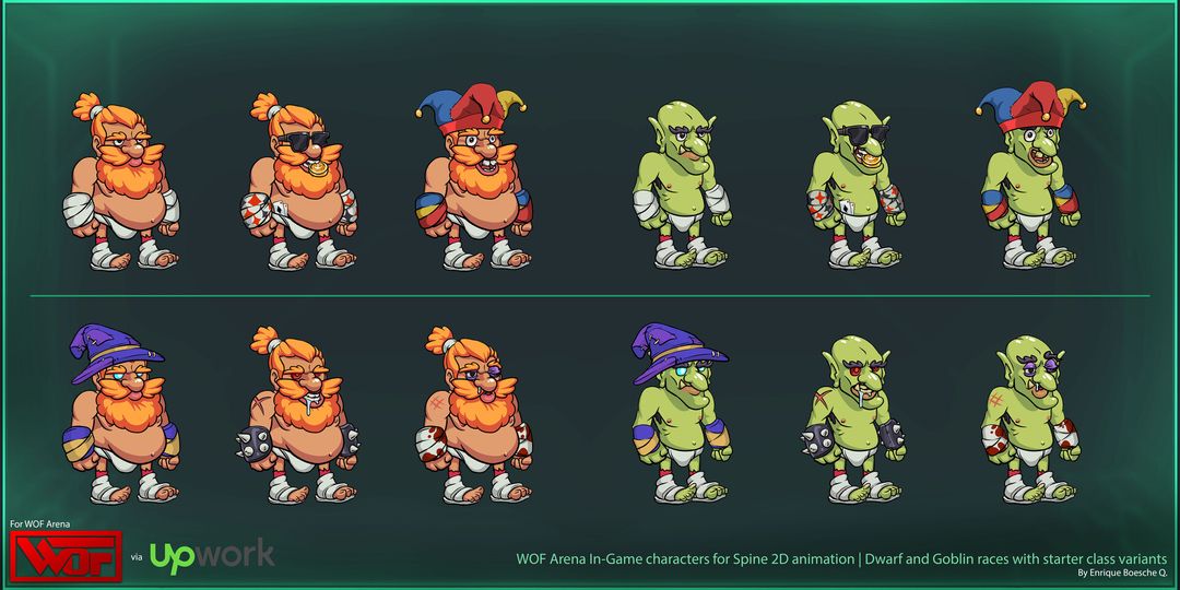 Fully animated WOF Arena 2 in-game artwork assets