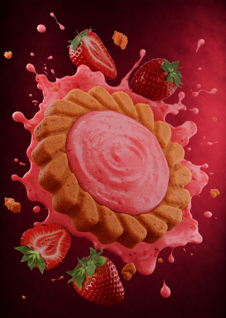 Strawberry Biscuit — CGI Food Visualization