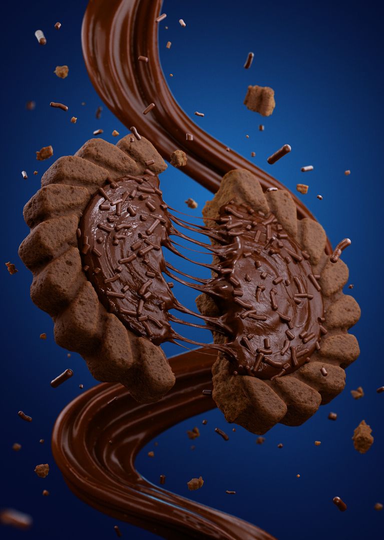 Brigadeiro-Filled Biscuit — Photorealistic CGI