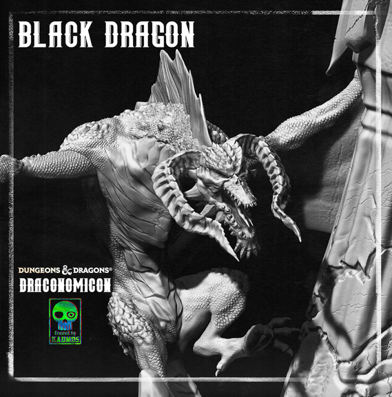 Miniature Black Dragon from RPG DnD Draconomicon series