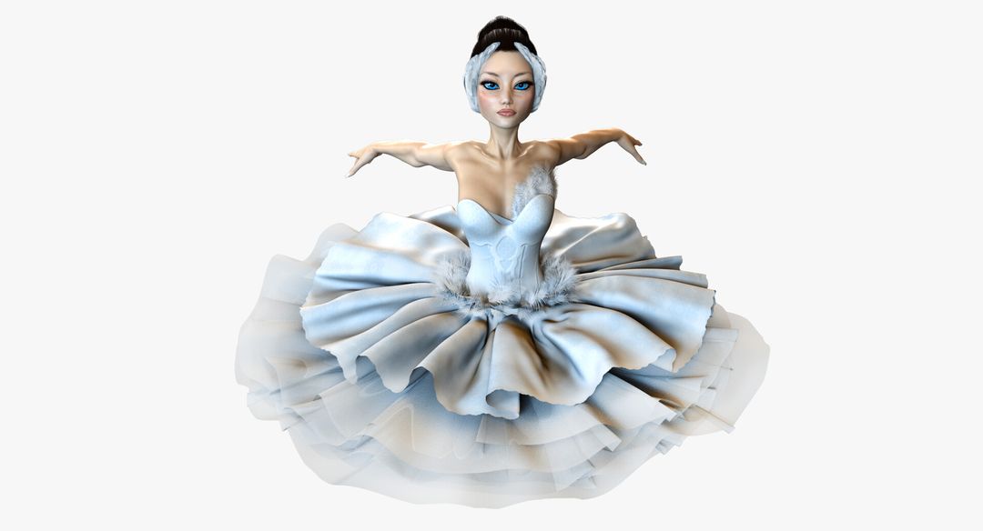 White Swan Ballerina Rigged Character