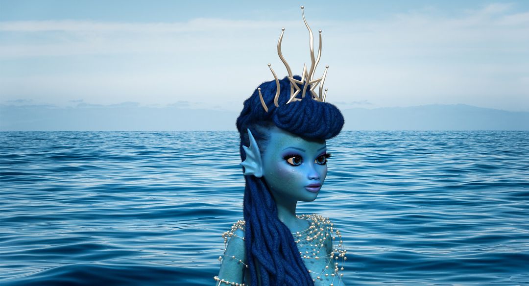 Blue Mermaid 3D Character