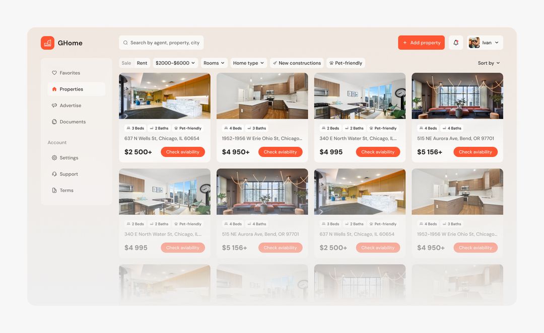Website for renting and letting property