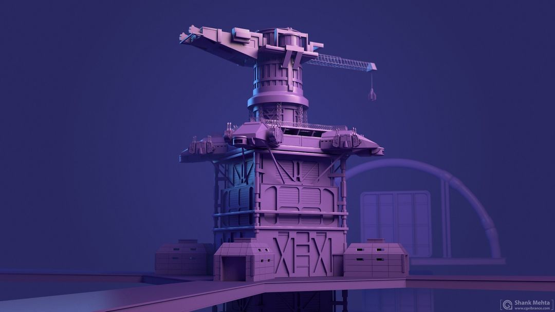 Stylized Crane Turrets (untextured)