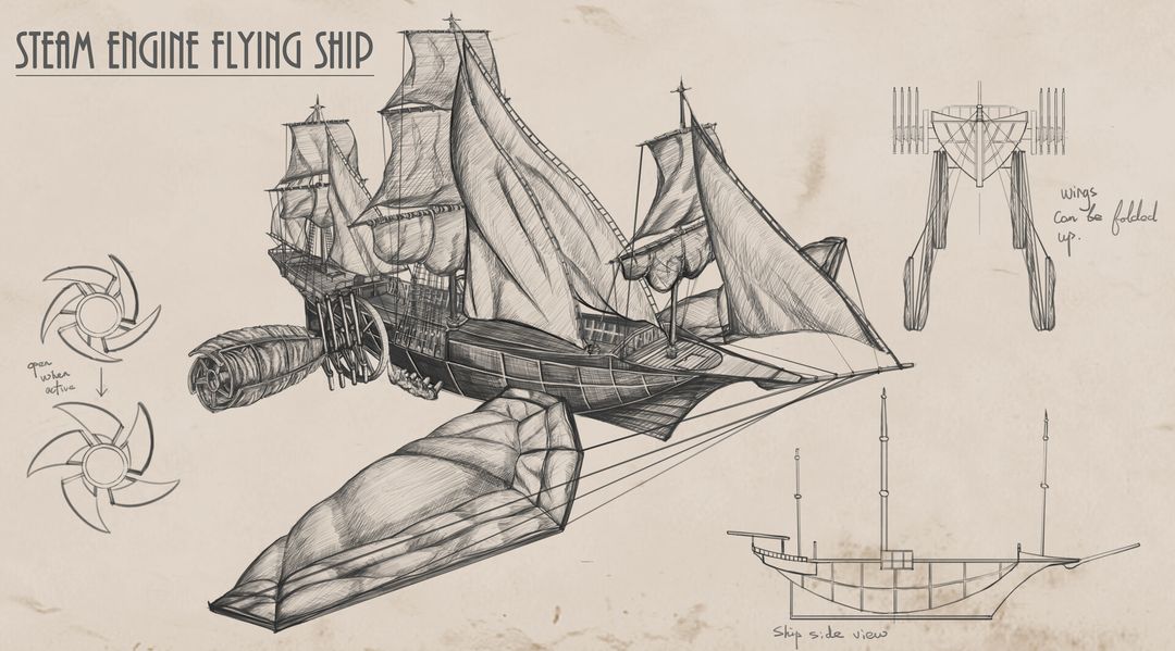 Steam Engine Flying Ship