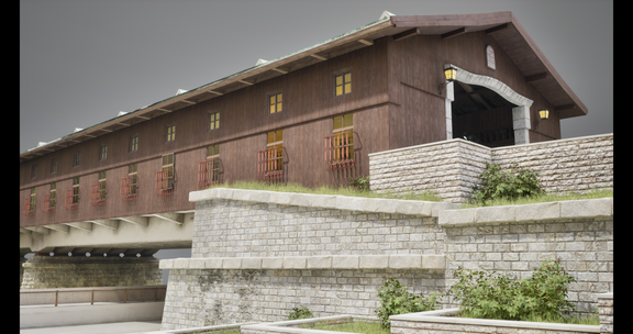 3D Reconstruction, Educational Animation, and Physical Diorama of a Historic Covered Bridge