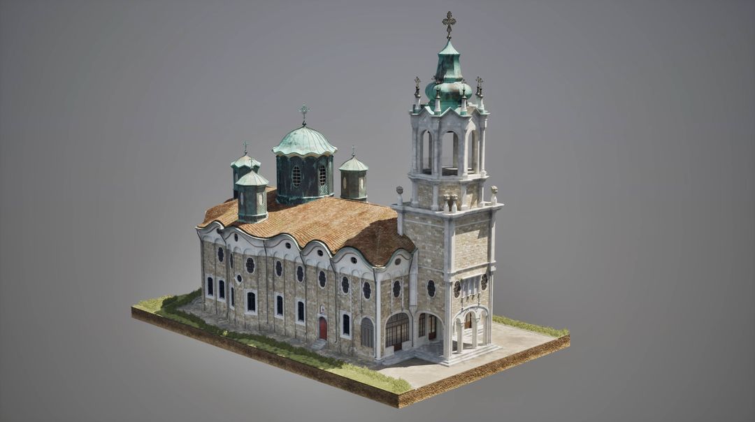 3D Reconstruction, Educational Animation, and Physical Diorama of a Historic Church