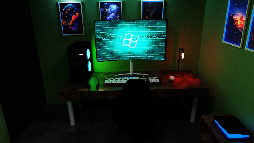 3D Neon Light Gaming Room