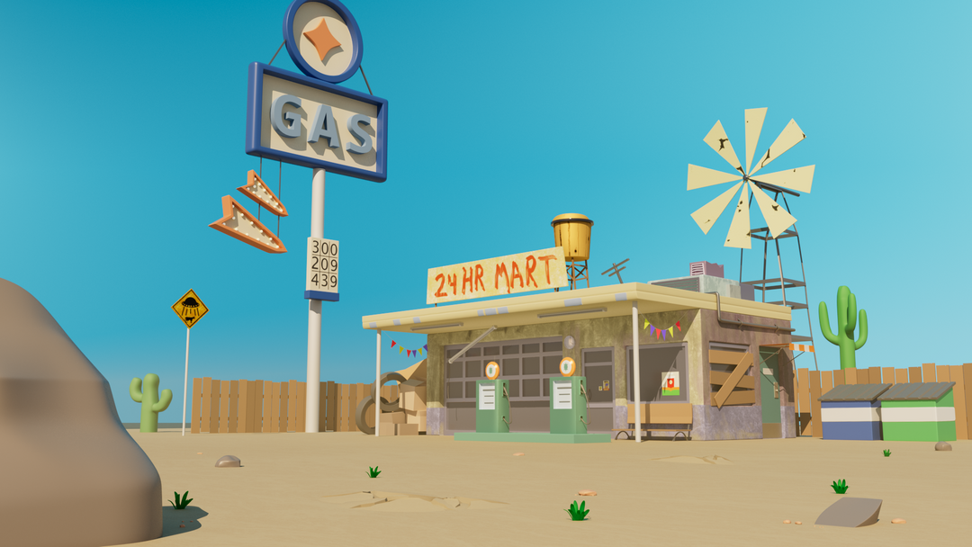 Stylized Old Gas Station by Gustavo G.