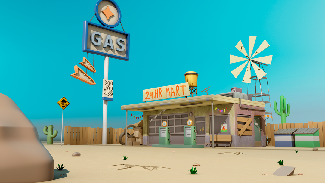 Stylized Old Gas Station by Gustavo G.