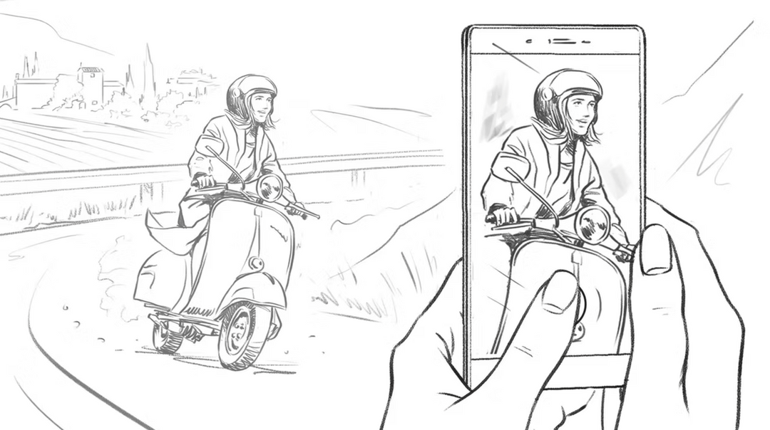 Storyboards - line drawing by Anthony Z S.