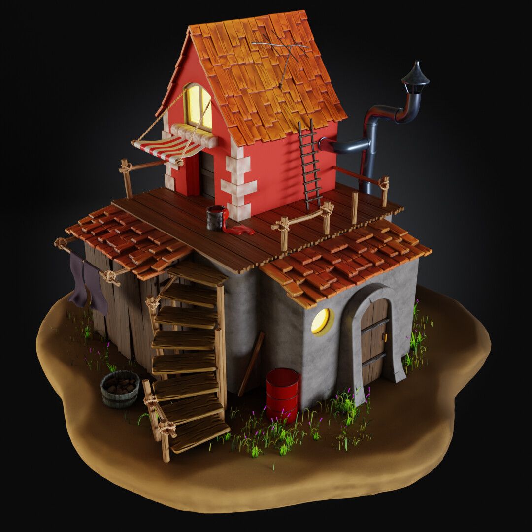 stylized house, study