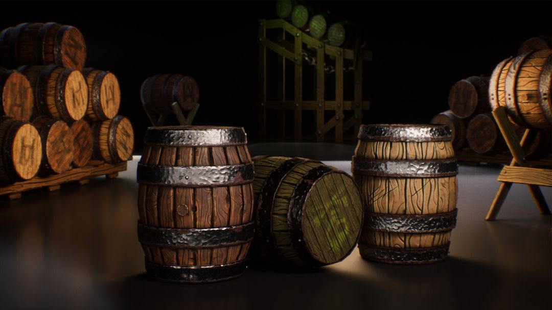 Stylized Wood Barrels - Game Assets