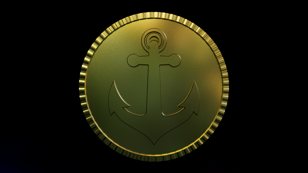 Anchor symbol 3d coin model