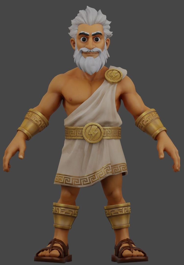 3d Zeus Realistic Character Model With Clothing