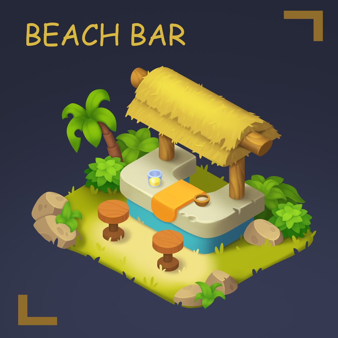 Beach Bar | 2D Game Building Concept Art