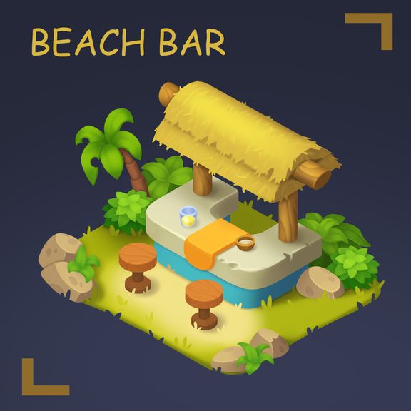 Beach Bar | 2D Game Building Concept Art