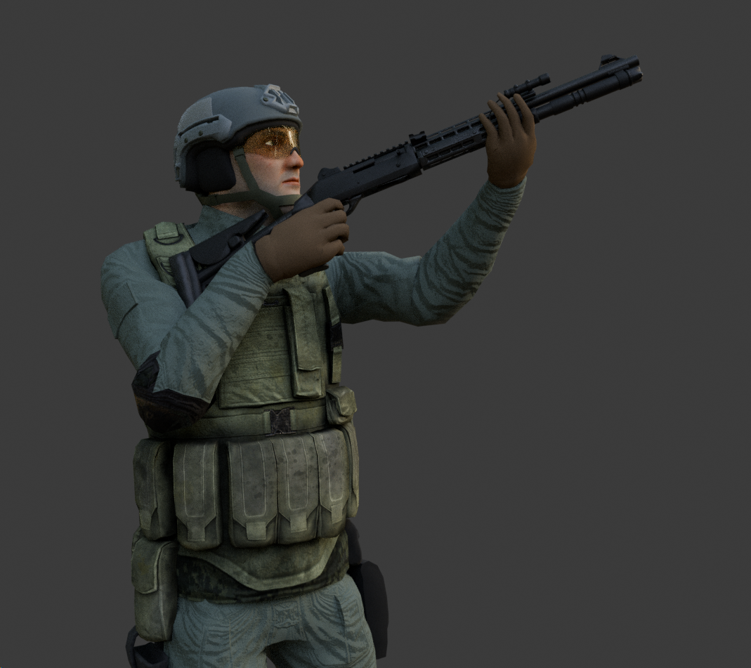 3d poseable soldier with a gun