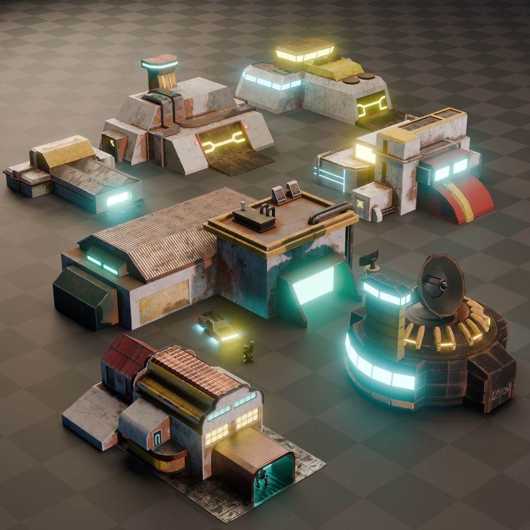 Sci-Fi Buildings for Mobile RTS Game