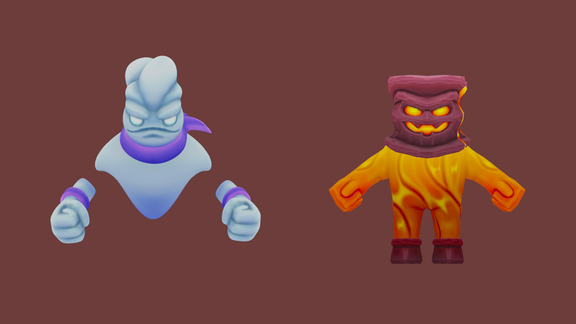 Low-Poly Fire and Air Elementals