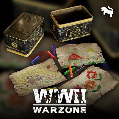 Crayon Drawing Set - WW2 Warzone