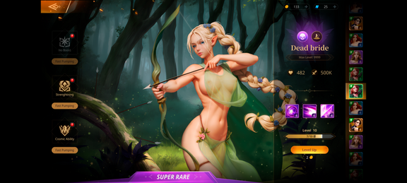 User interface with elf archer for adult game