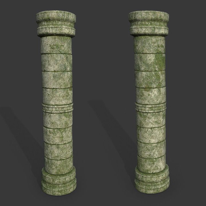 PBR Low Poly Temple Pillar