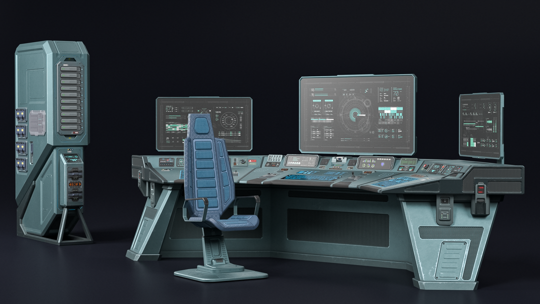 Low-Poly Sci-Fi Control Console Set — Game Asset