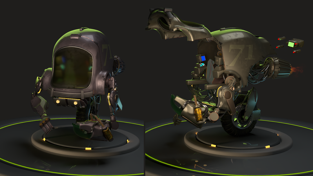 Procedural robot, materials and vfx