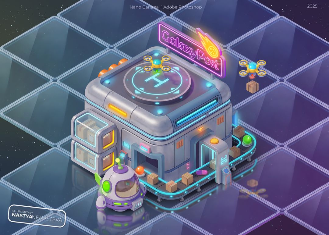 Development of a Cosmopost building for a location in a mobile game