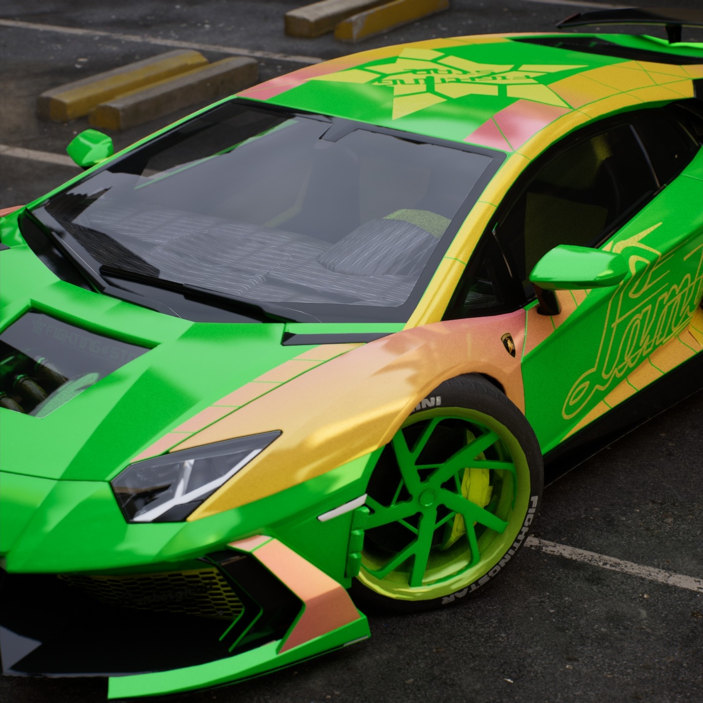 Custom Lamborghini Aventador by Fighting Star - Game-Ready Rigged 3D Vehicle