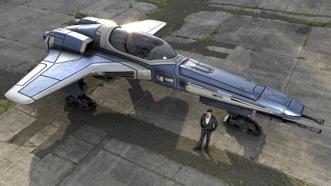 Vanguard Talon - Sci-Fi Single-Seat Fighter - PBR Game Ready Low-poly 3D model