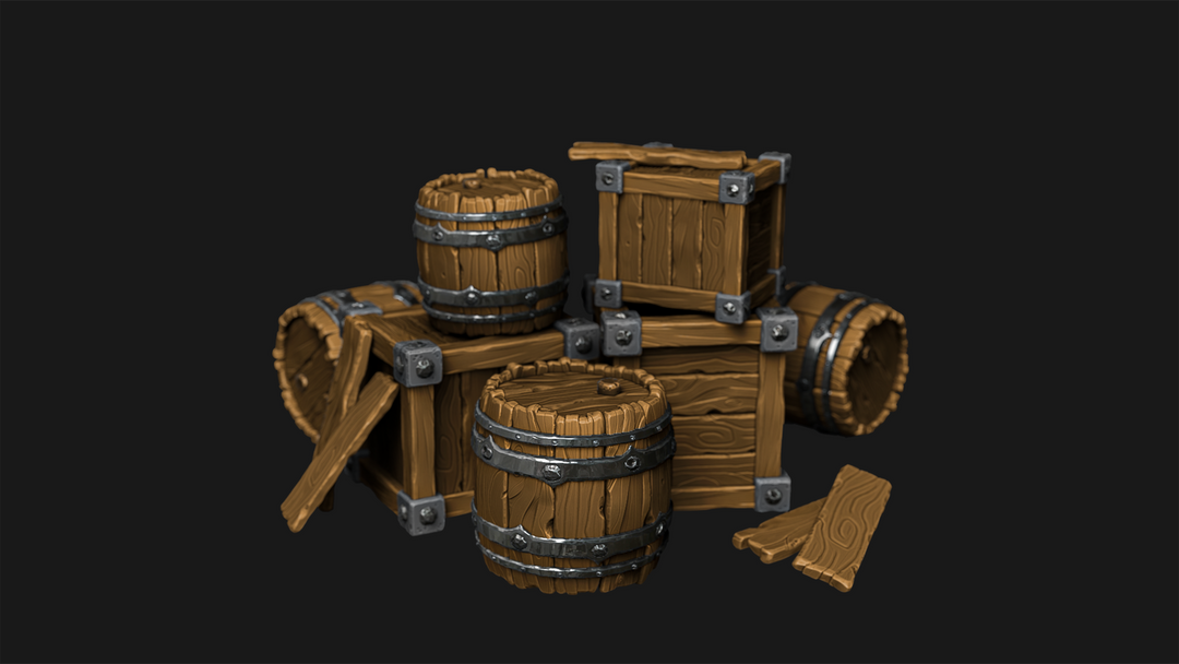 Stylized Medieval Barrel & Crate Asset Pack