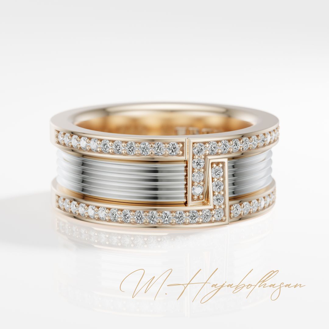 Eclipse Line Ring Luxury Unisex Diamond Band 3D Jewelry Model 3D print model
