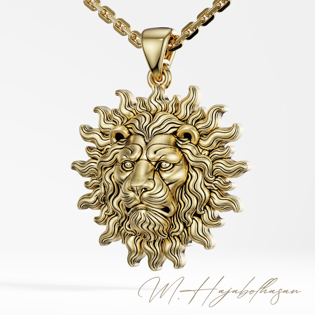 Lion Sun Medallion Pendant 3D Model