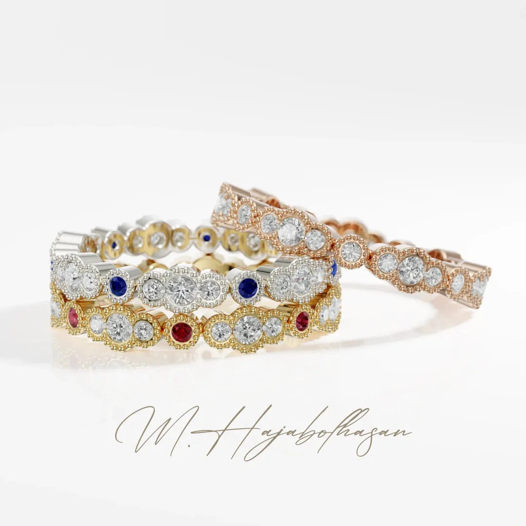 Royal Beaded Eternity Ring with Diamonds
