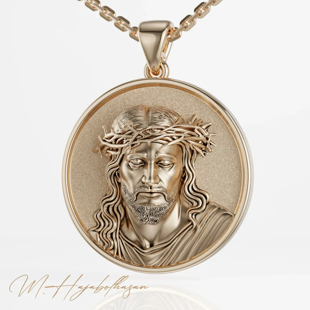 Jesus Christ Crown of Thorns Pendant – 3D Printable Religious Medallion for Gold & Silver Jewelry