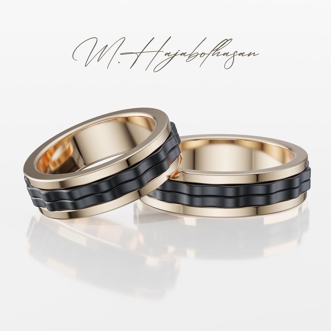 Rotating Dual-Tone Wedding Band Set – Printable 3D Model
