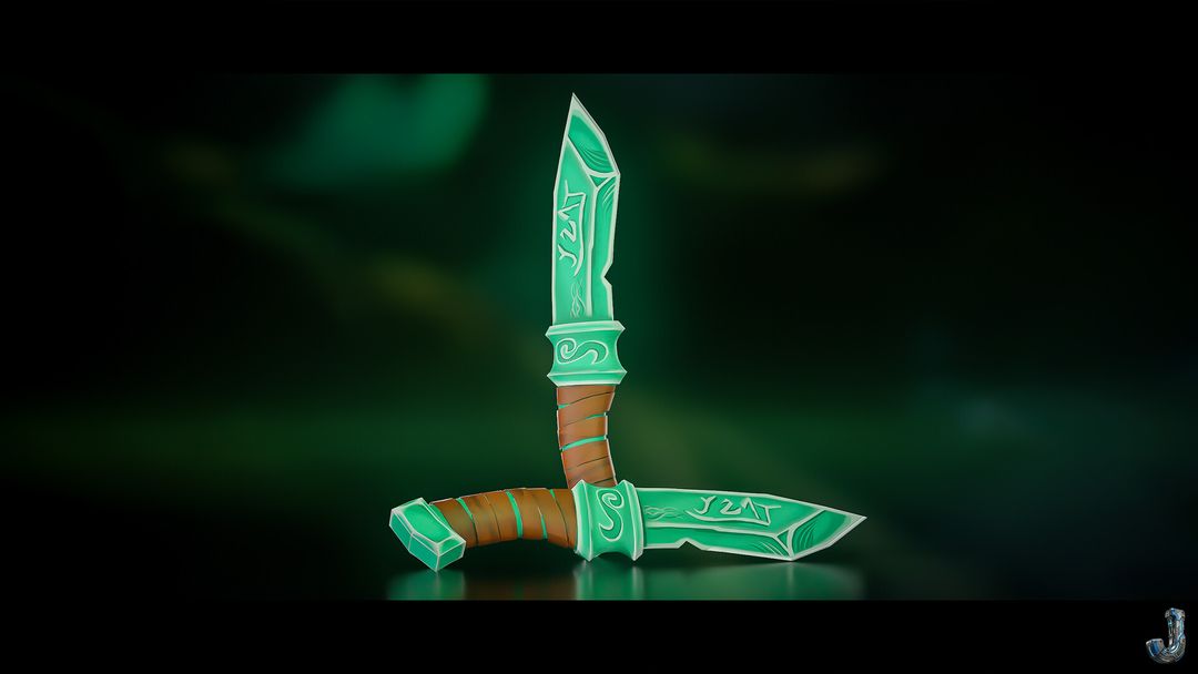 Jade Rune Dagger - Game-Ready Asset