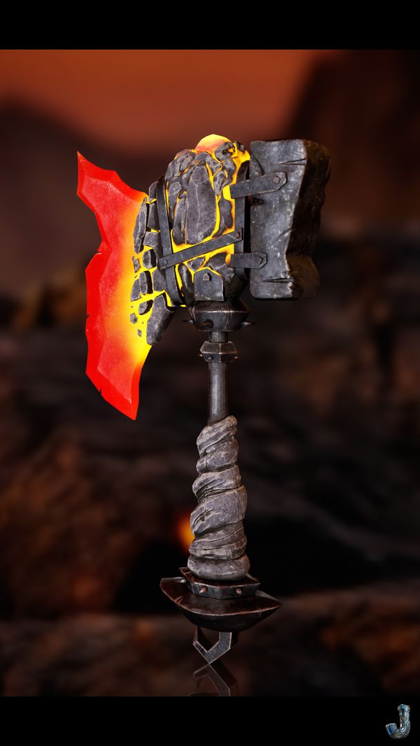 Stylized Molten Axe - Game-Ready Asset
