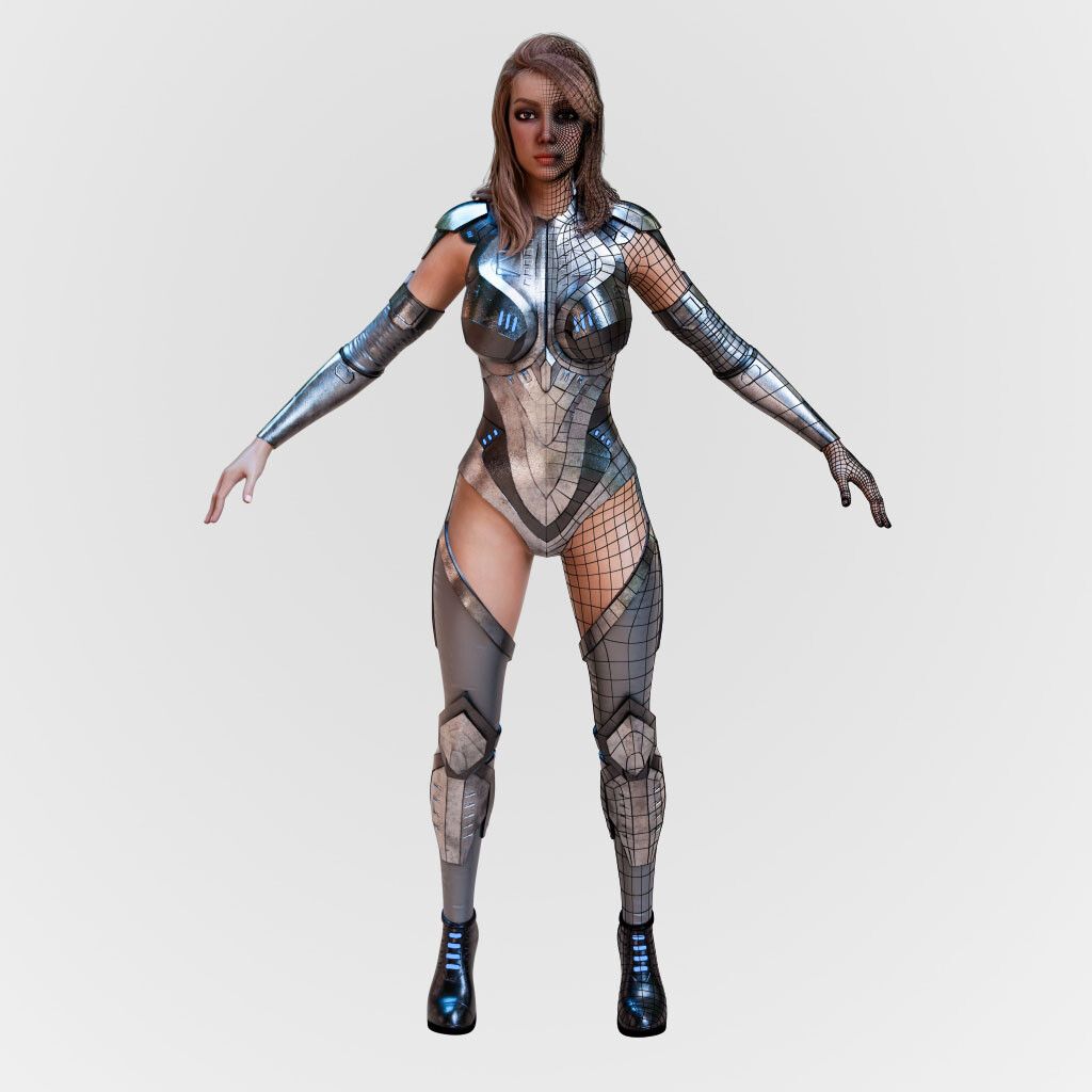 Eve - Sci-Fi Futuristic Female Game Character 3D Model